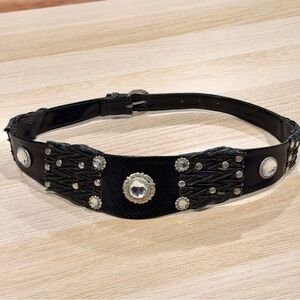 Vintage Leather Studded Medallion Concho Belt Western Sz 30 Range